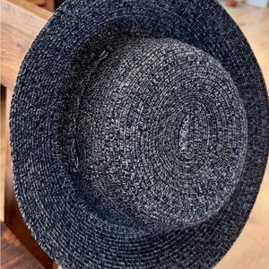Elegant Black and Gray Woven Hat for Women